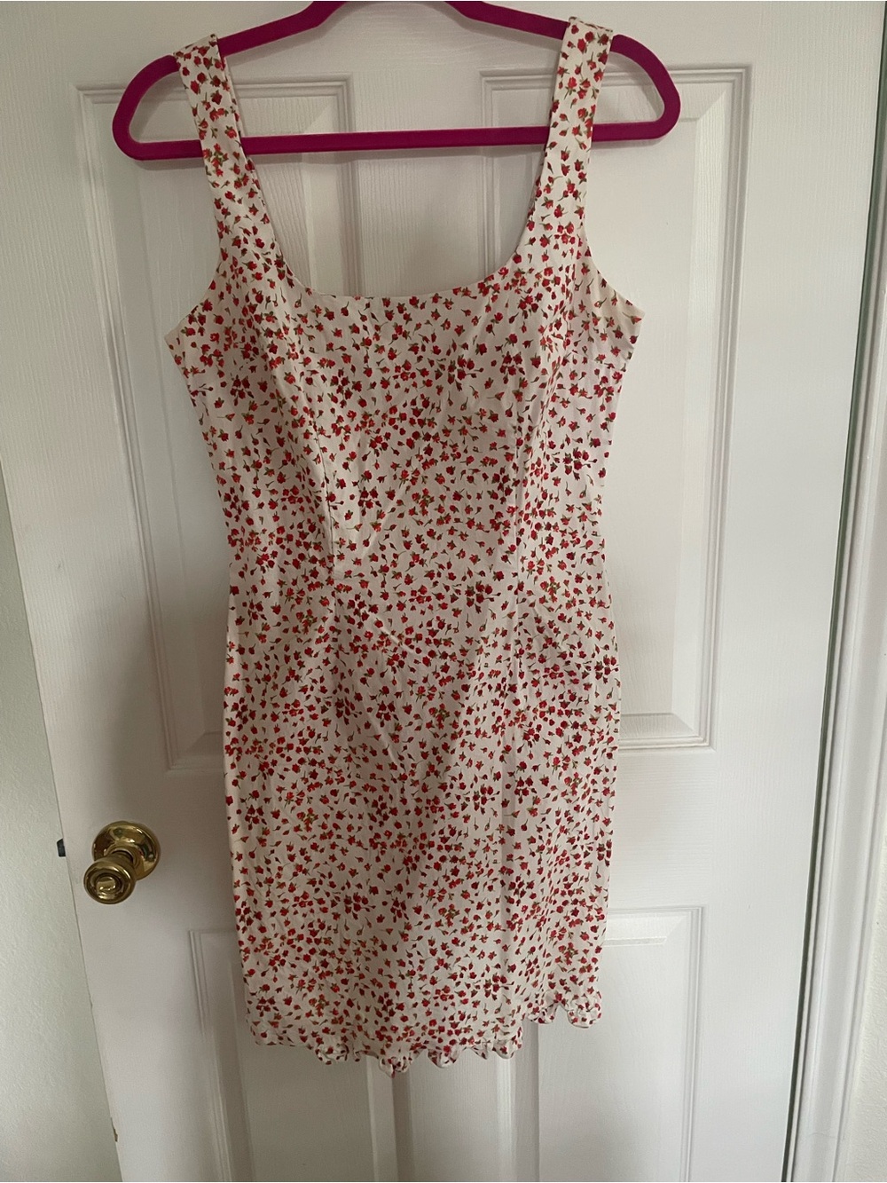 Y2K Vintage Moda International Cream Mini Dress with Red Floral Print